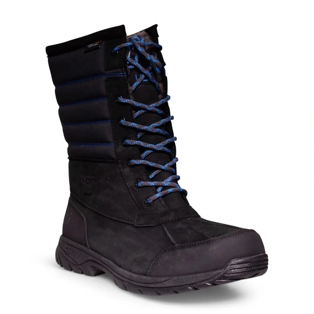UGG BUTTE QUILTED BLACK BIG SKY LEATHER WATERPROOF WINTER MEN'S BOOTS SIZE US 13